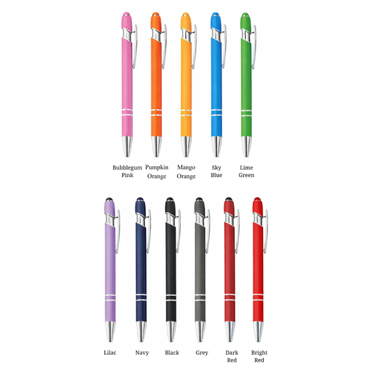 Matte Metal Click-Action Pen Blank With Stylus – 1 mm Black Ink