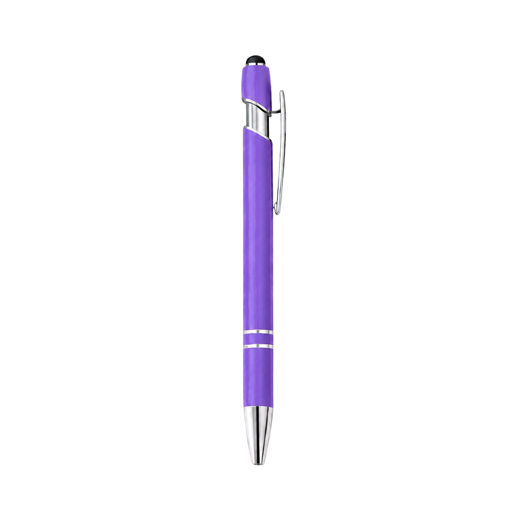 Matte Metal Click-Action Pen Blank With Stylus – 1 mm Black Ink