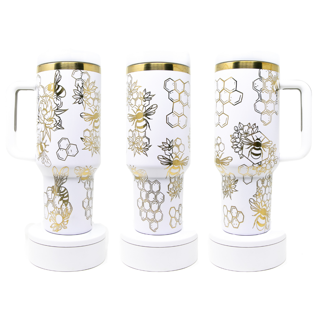 Stainless Steel Gold Plated 40 Oz H2.0 Tumblers With Handles - Laser Engraving Blank