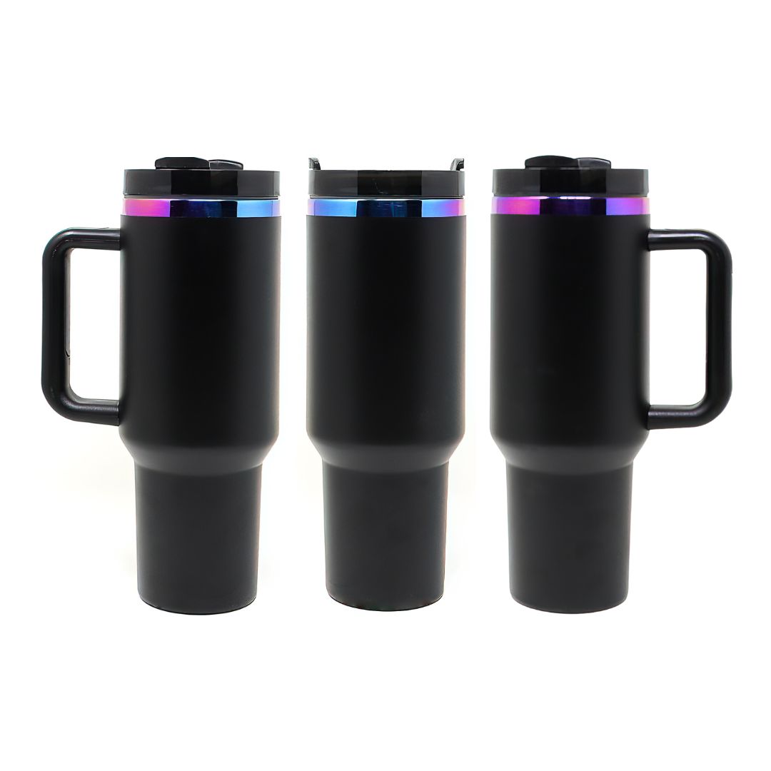 Stainless Steel Purple Plated 40 oz H2.0 Tumblers With Handle - Laser Engraving Blank