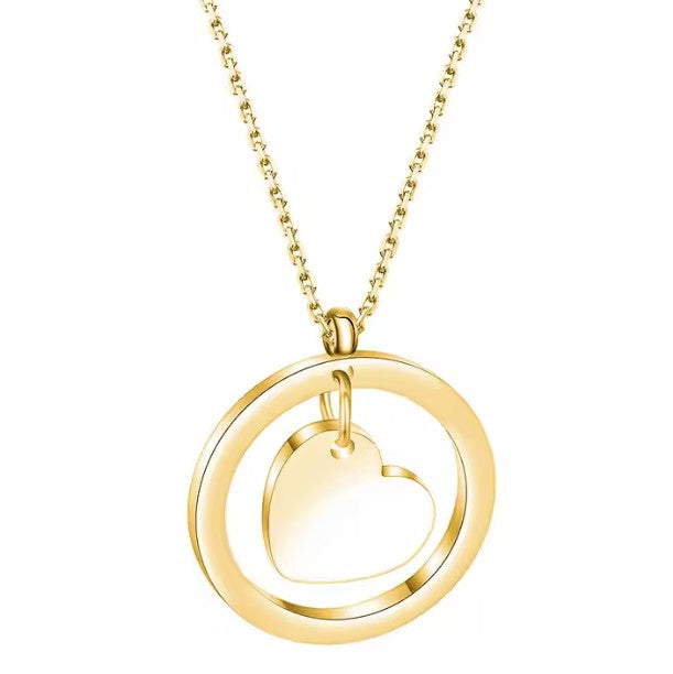 *Preorder* Stainless Steel Floating Heart In A Ring Necklace Laser Engraving Blanks