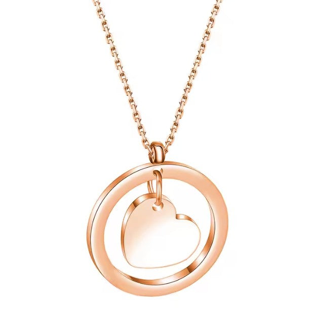 *Preorder* Stainless Steel Floating Heart In A Ring Necklace Laser Engraving Blanks