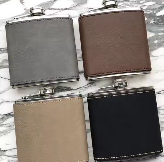 *Preorder* 6 oz Hip Flask | Stainless Steel | Leatherette | Blanks