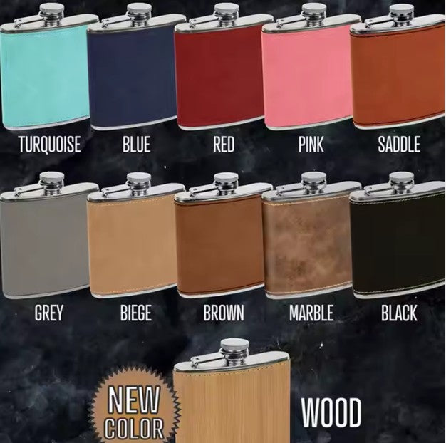 *Preorder* 6 oz Hip Flask | Stainless Steel | Leatherette | Blanks