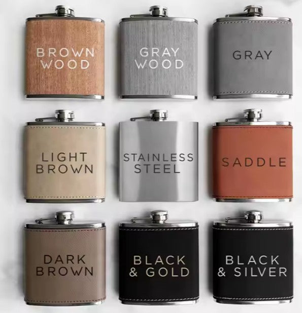 *Preorder* 6 oz Hip Flask | Stainless Steel | Leatherette | Blanks