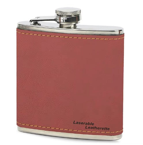 *Preorder* 6 oz Hip Flask | Stainless Steel | Leatherette | Blanks