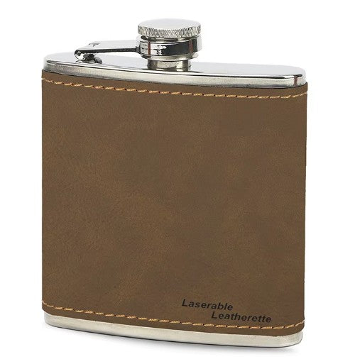 *Preorder* 6 oz Hip Flask | Stainless Steel | Leatherette | Blanks