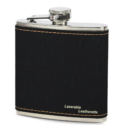 *Preorder* 6 oz Hip Flask | Stainless Steel | Leatherette | Blanks