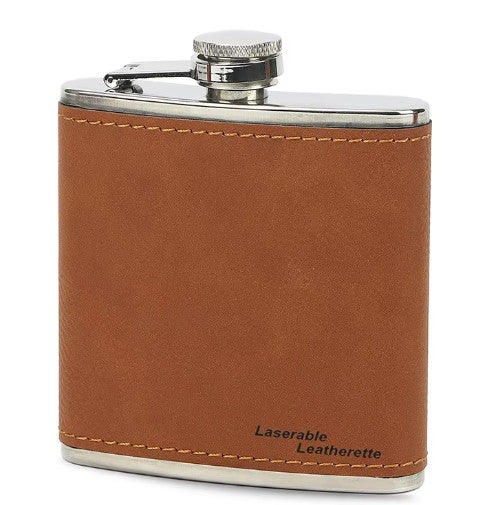 *Preorder* 6 oz Hip Flask | Stainless Steel | Leatherette | Blanks