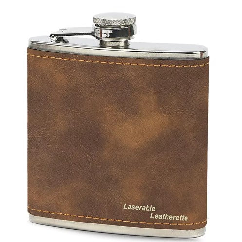 *Preorder* 6 oz Hip Flask | Stainless Steel | Leatherette | Blanks