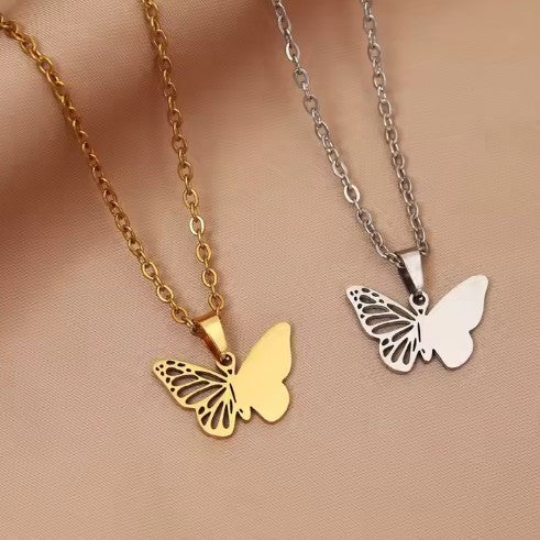 *Preorder* Stainless Steel Butterfly Necklace Laser Engraving Blanks