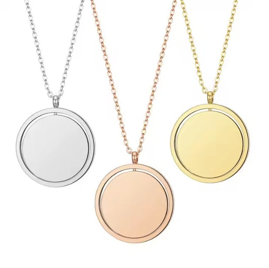 Stainless Steel Floating Circle In A Ring Necklace Laser Engraving Blanks