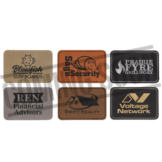 Laserable Leatherette Patches With Adhesive Backing 3x2"