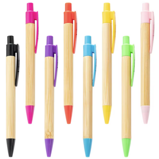 Eco-Friendly Bamboo Wood Ballpoint Pens - Smooth 1mm Black Ink