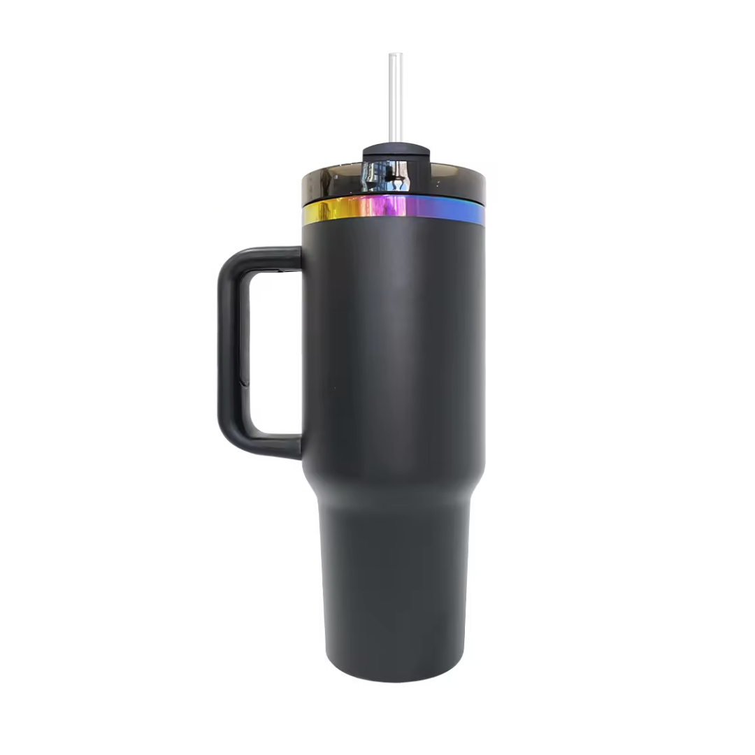 Stainless Steel Rainbow Plated 40 oz H2.0 Tumblers With Handle - Laser Engraving Blanks