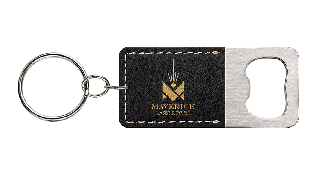 Lasereable Leatherette Rectangular Bottle Opener Keychain Blanks