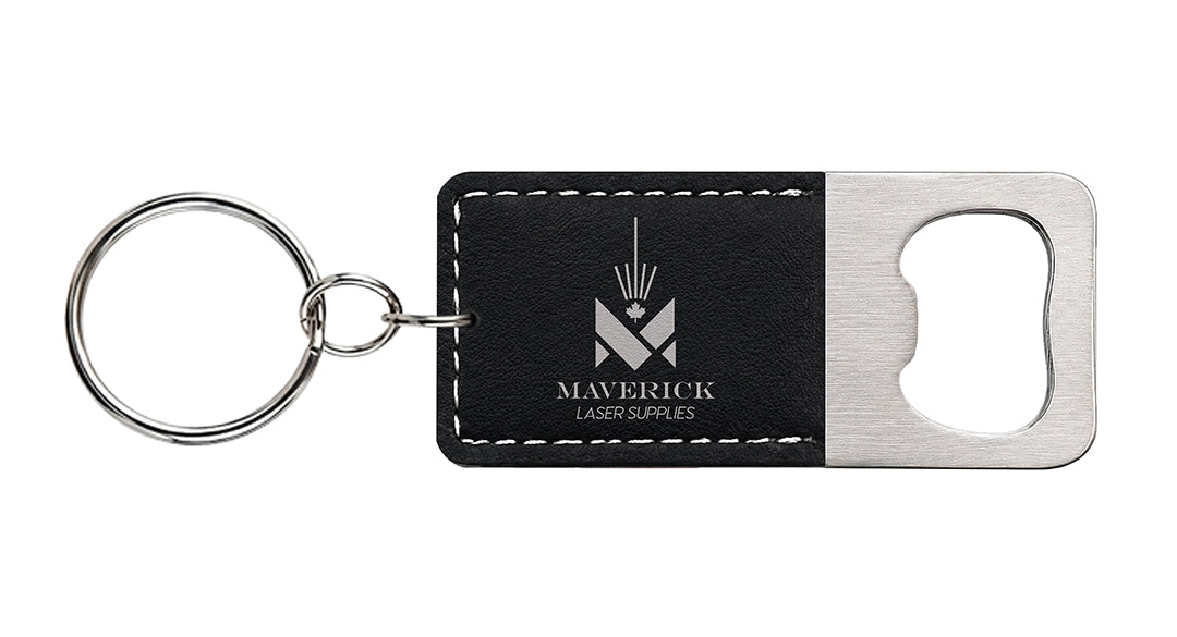 Lasereable Leatherette Rectangular Bottle Opener Keychain Blanks