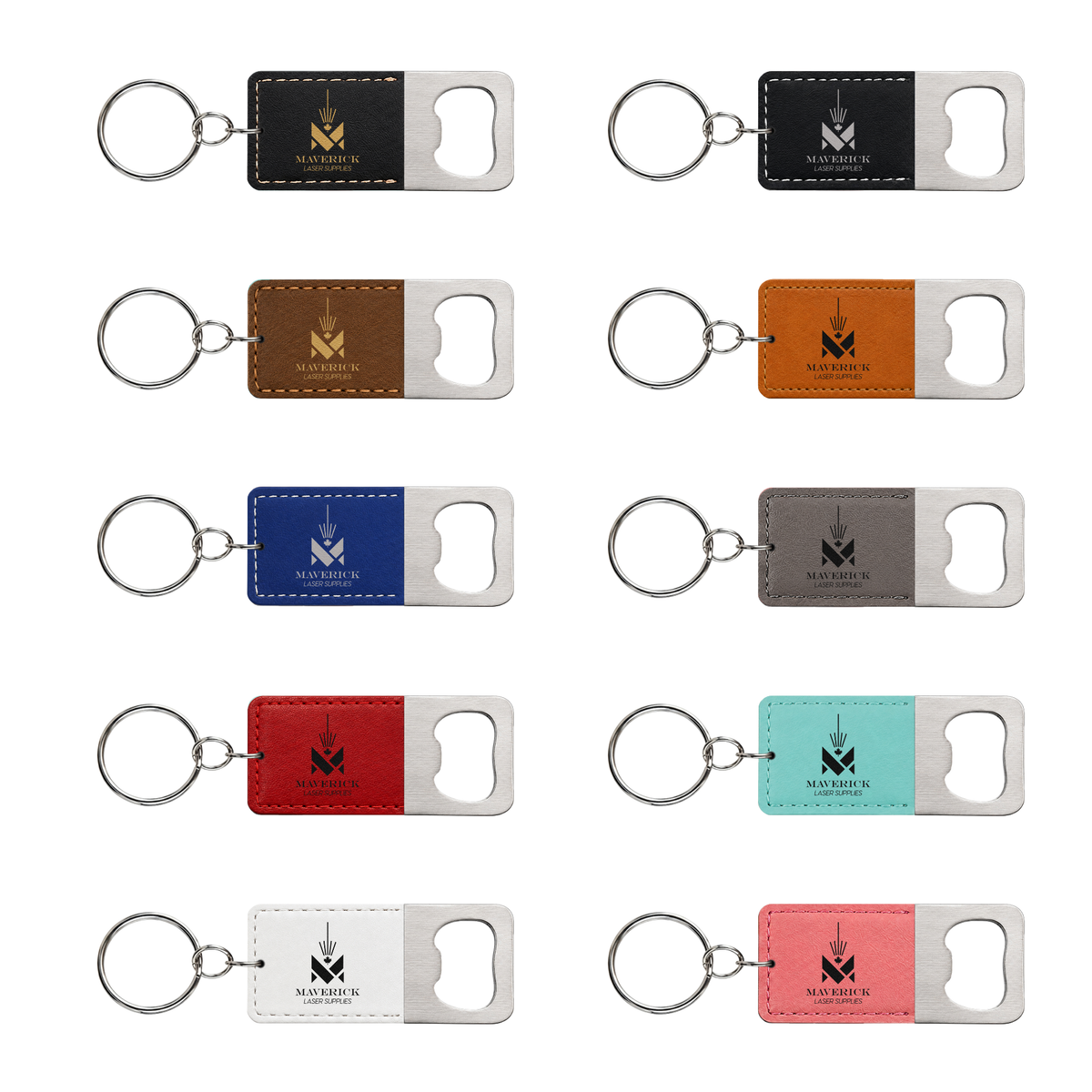 Lasereable Leatherette Rectangular Bottle Opener Keychain Blanks