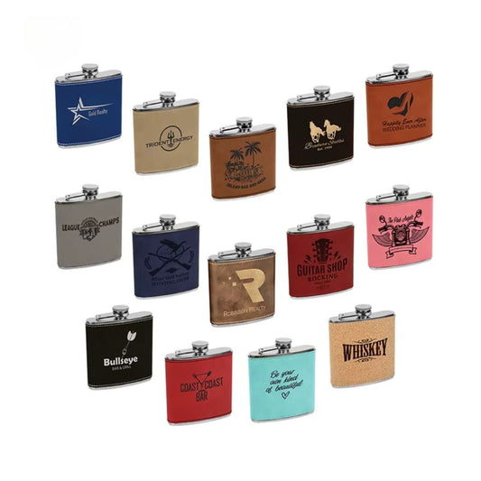 *Preorder* 6 oz Hip Flask | Stainless Steel | Leatherette | Blanks