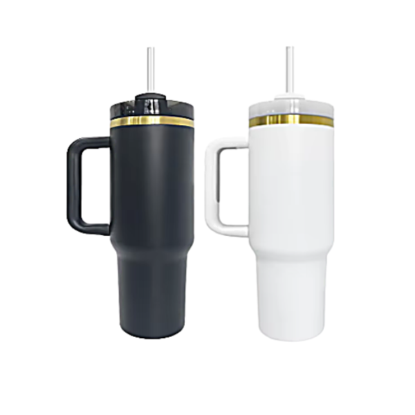 Stainless Steel Gold Plated 40 Oz H2.0 Tumblers With Handles - Laser Engraving Blank