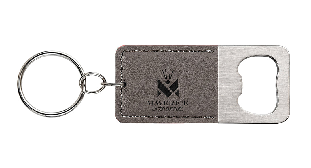 Lasereable Leatherette Rectangular Bottle Opener Keychain Blanks