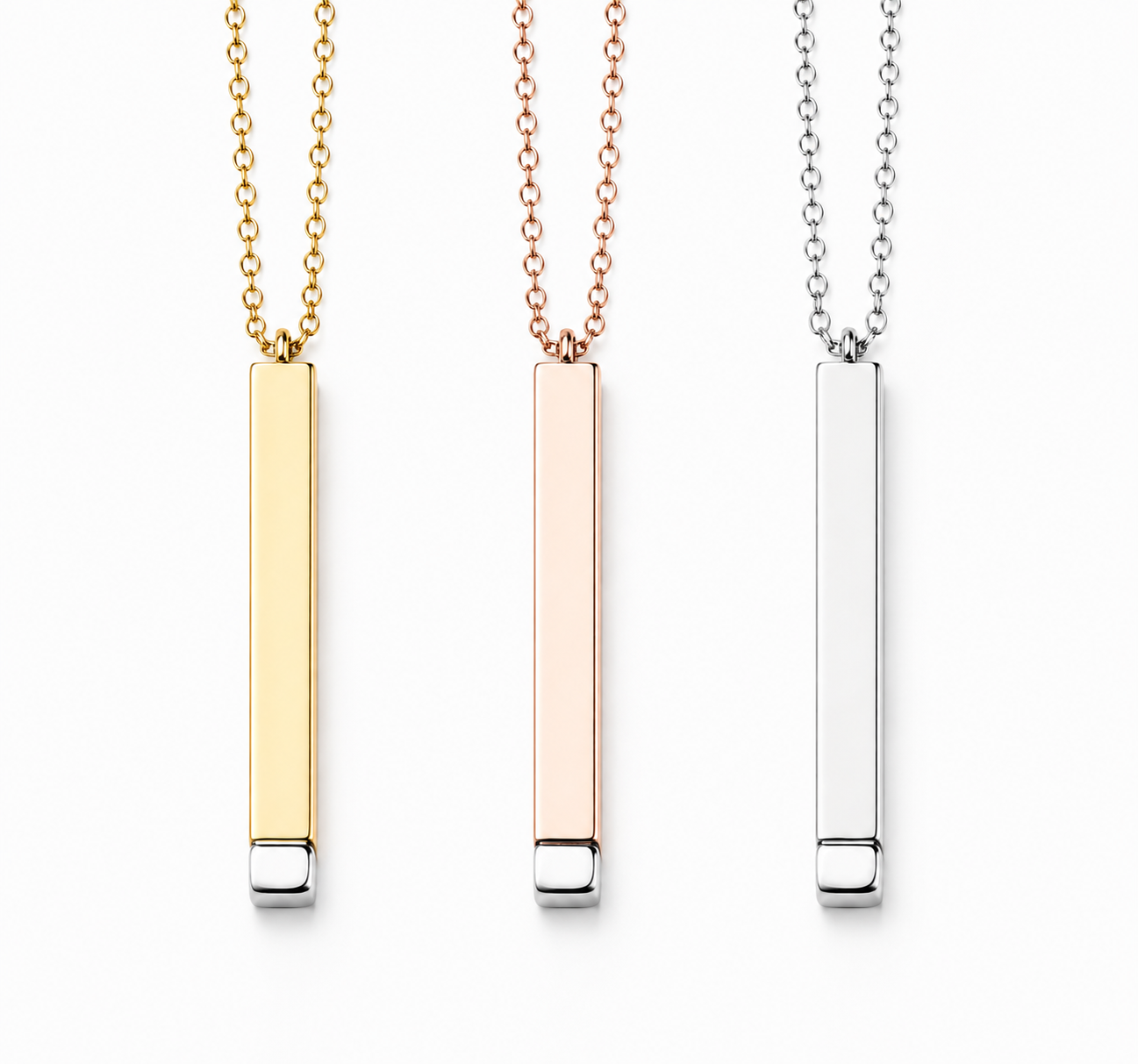 Stainless Steel Necklace | Hidden Message Vertical Bar | Laser Engraving Blank