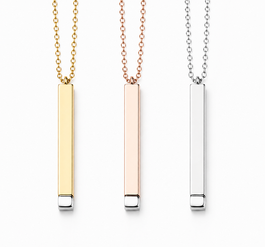 Stainless Steel Hidden Message Vertical Bar Necklace Laser Engraving Blanks