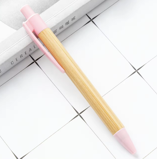 Eco-Friendly Bamboo Wood Ballpoint Pens - Smooth 1mm Black Ink