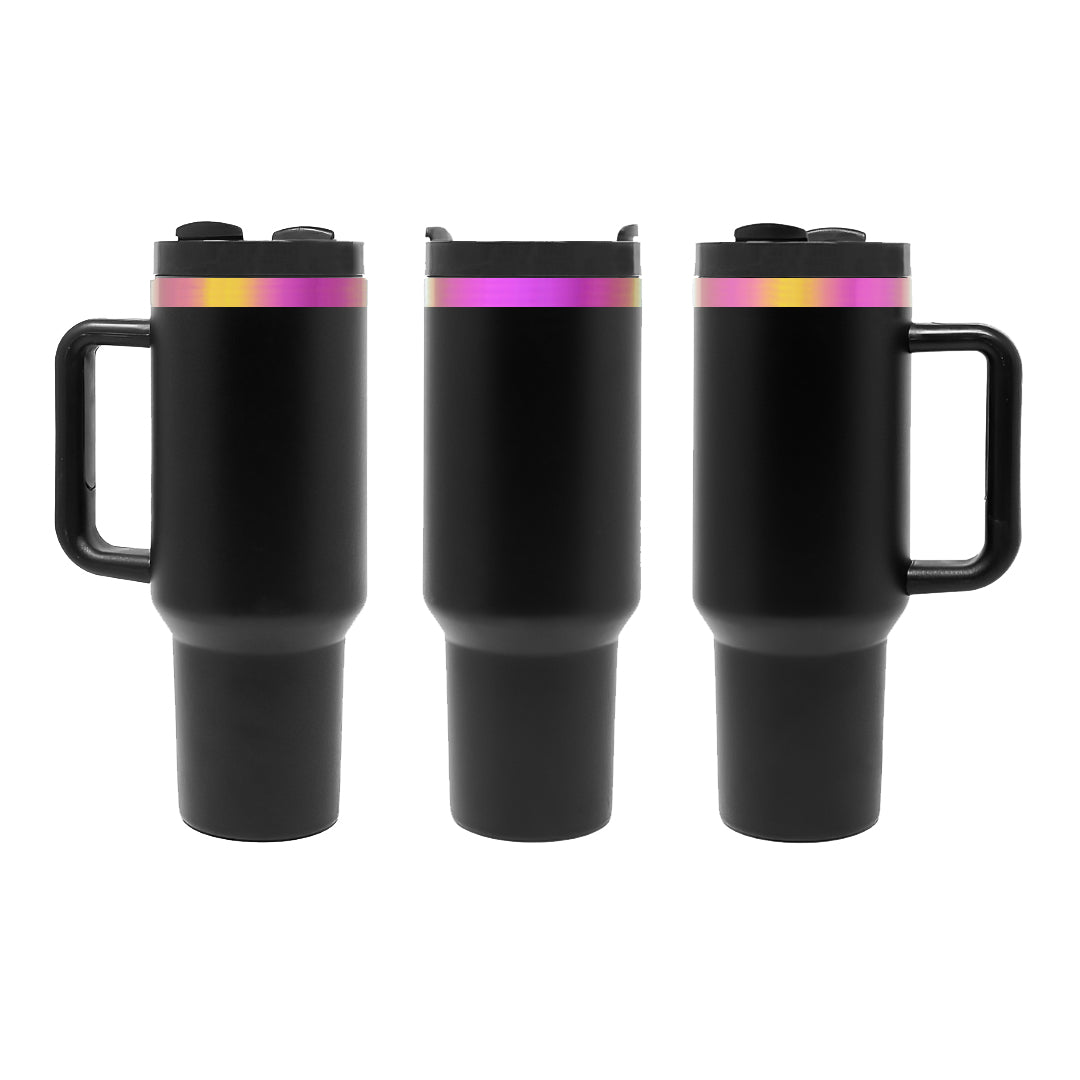 Stainless Steel Magenta/Yellow Plated 40 oz H2.0 Tumblers With Handle - Laser Engraving Blank