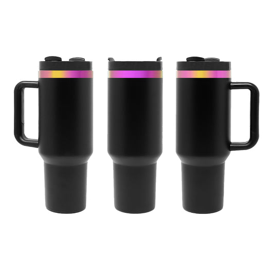 Stainless Steel Magenta/Yellow Plated 40 oz H2.0 Tumblers With Handle - Laser Engraving Blank