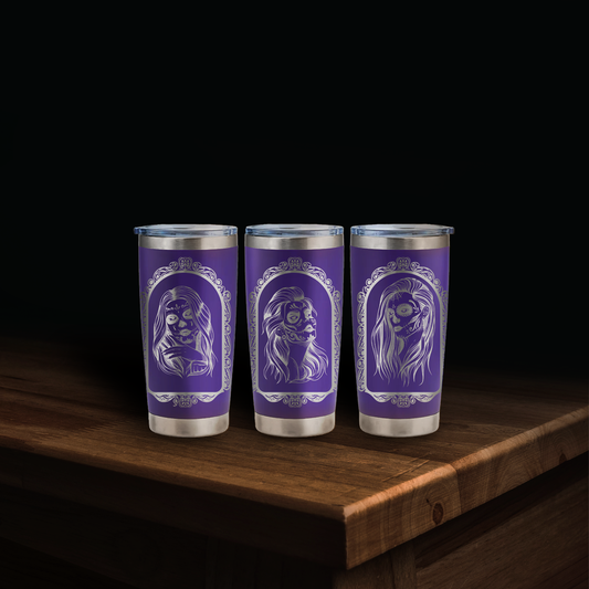 Sugar Skull Girls Laser Engraved Tumbler Wrap SVG | 20oz Skinny Tumbler Seamless Design | Digital Download for Laser Rotary Engraving