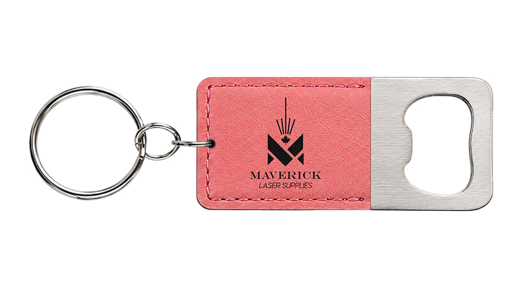 Lasereable Leatherette Rectangular Bottle Opener Keychain Blanks