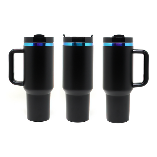 Stainless Steel Green/Blue/Purple Plated 40 oz H2.0 Tumblers With Handle - Laser Engraving Blank