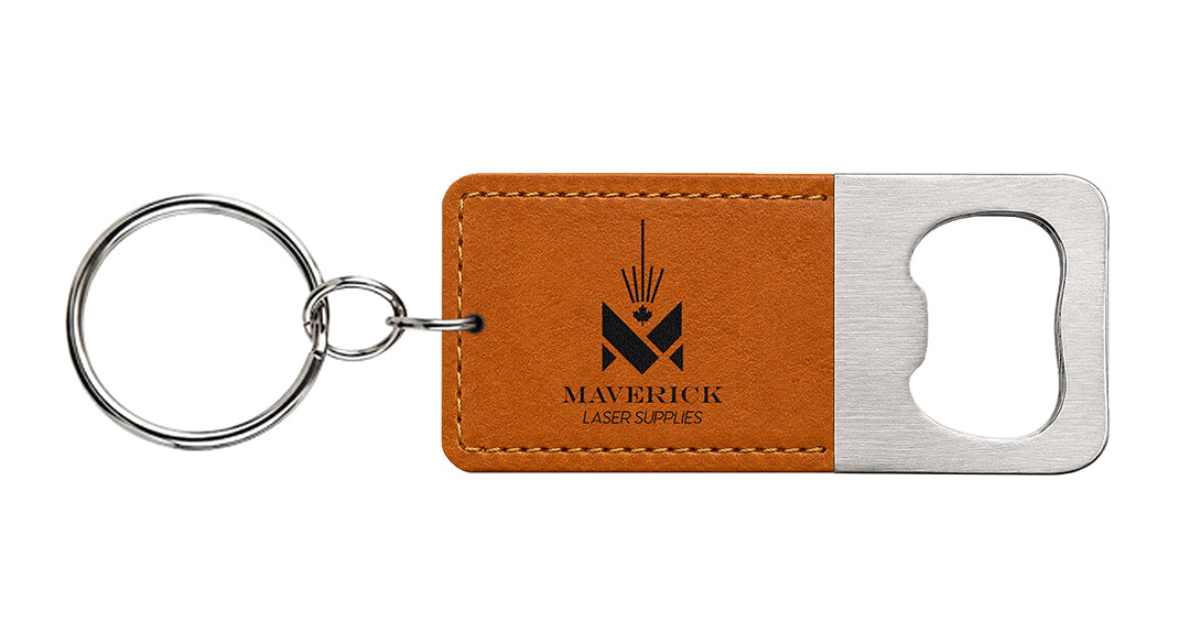Lasereable Leatherette Rectangular Bottle Opener Keychain Blanks