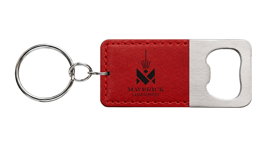 Lasereable Leatherette Rectangular Bottle Opener Keychain Blanks