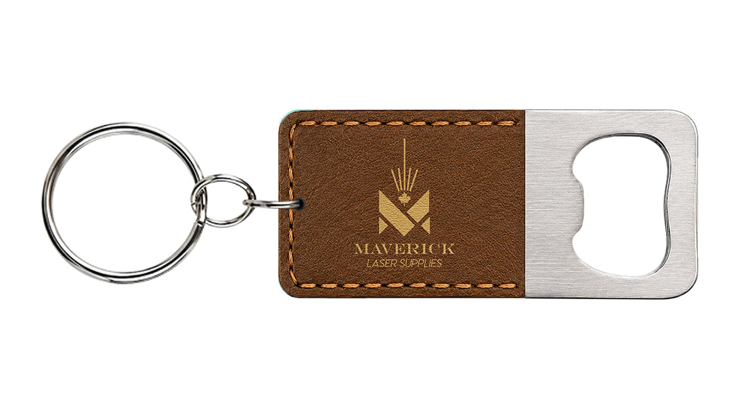 Lasereable Leatherette Rectangular Bottle Opener Keychain Blanks