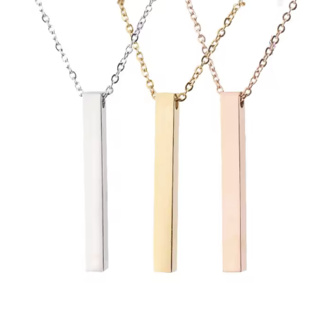 Stainless Steel Vertical Bar Necklace Laser Engraving Blanks